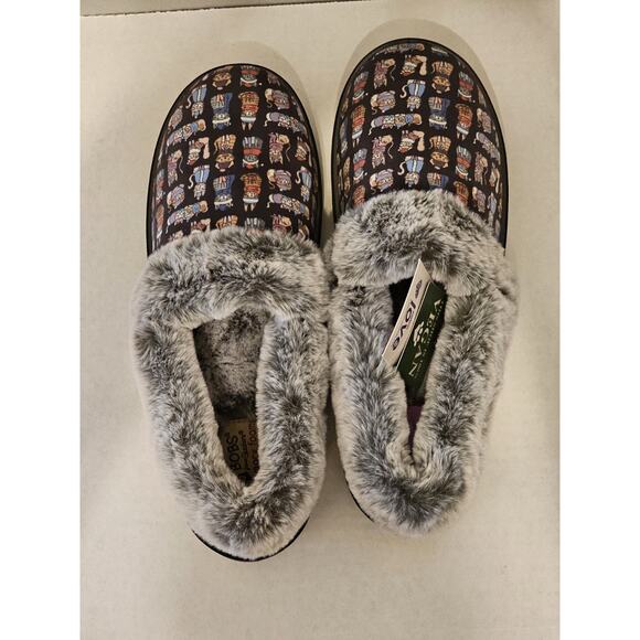 Bobs Skechers Too Cozy Snuggle Rovers Dogs Gray Womens 8.5 Memory Foam Slippers - Picture 7 of 9